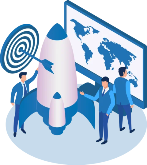 Illustration of a growth team launching a store to success